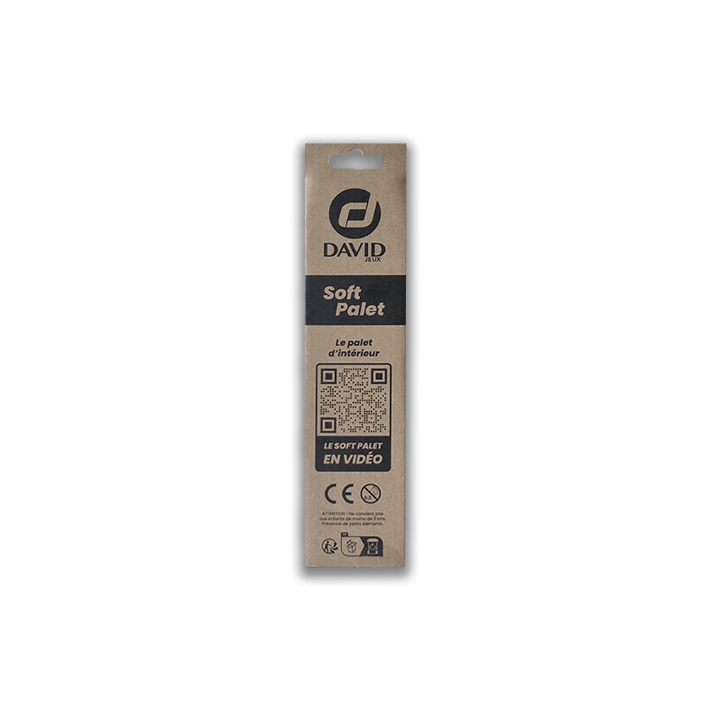 David Soft Palet packaging on a beige cardboard sleeve, with a QR code and product branding visible