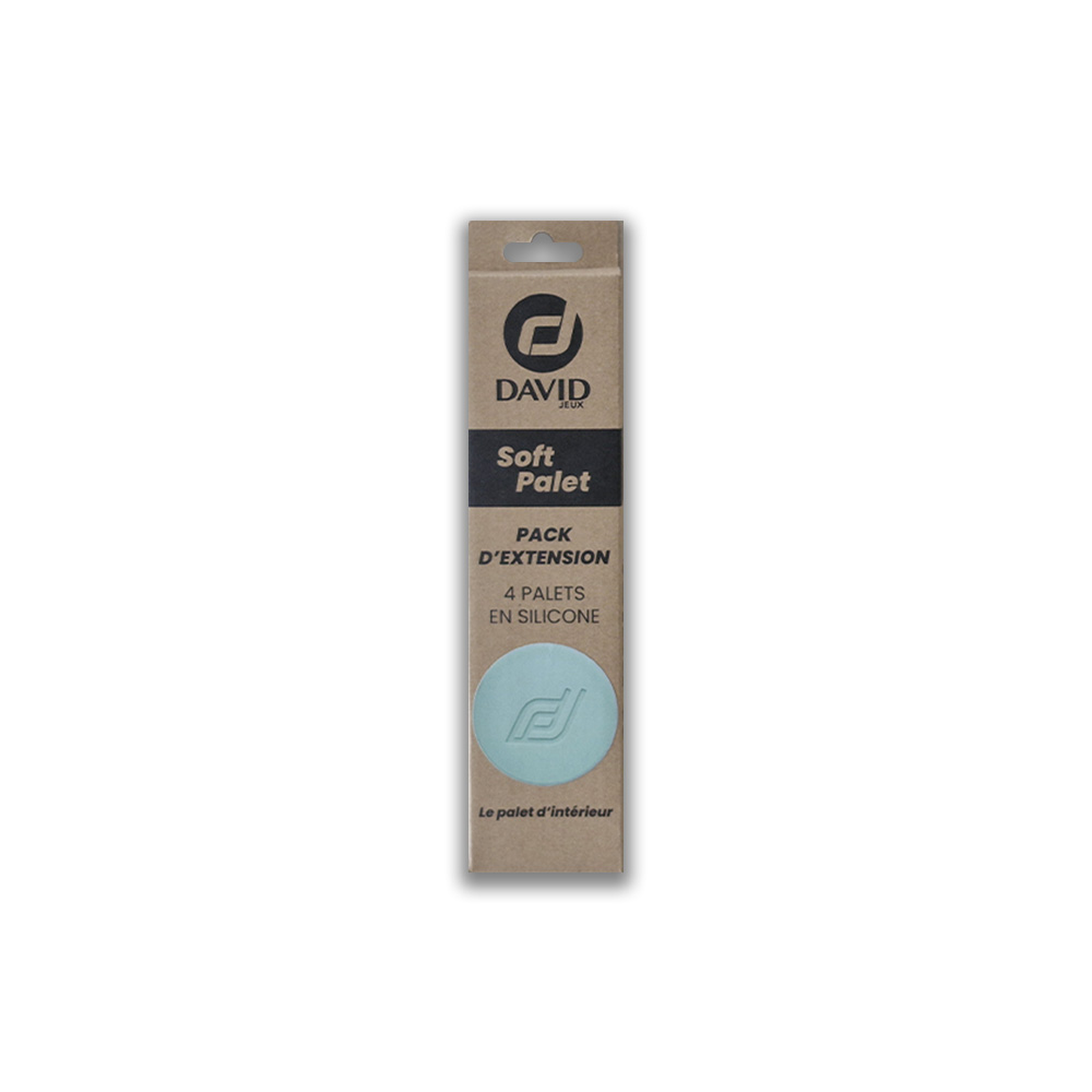 David Soft Palet extension pack in a brown cardboard box; contains four silicone palettes with a blue circular emblem