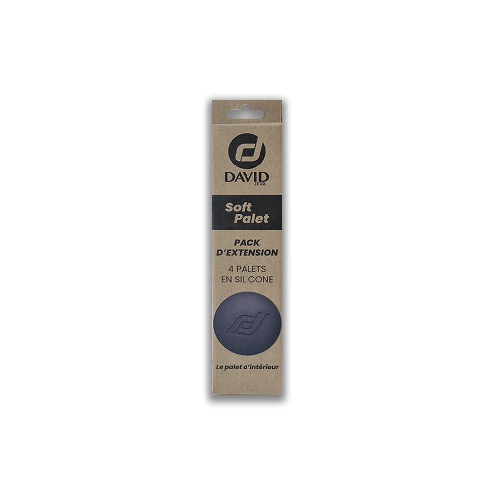 Packaging for David Soft Palet extension pack: 4 silicone palettes in a beige box with blue David logo and French text on the front
